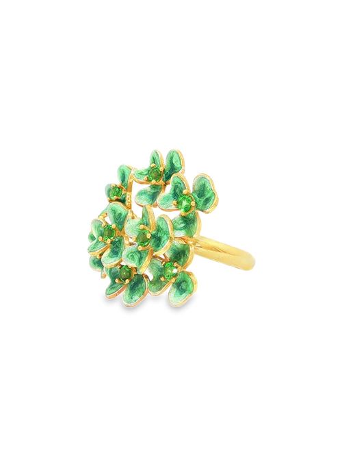 Clover gold green stones pearly green glazed ring GOCCIAZZURRA JEWELS | ANCLOVEROROVERDE